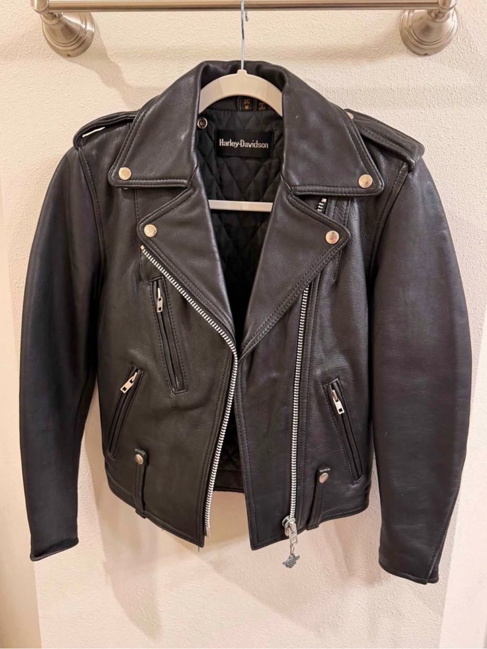 Harley-Davidson Black Leather Asymmetric Moto Jacket